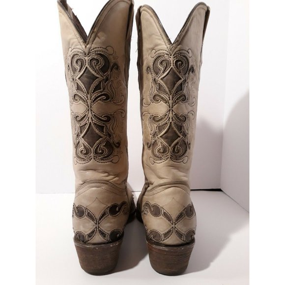 Pecos Bill Women's Leather Beige Embroidered Snip - Picture 2 of 7